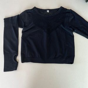 Black long Sleeve seamless workout crop top